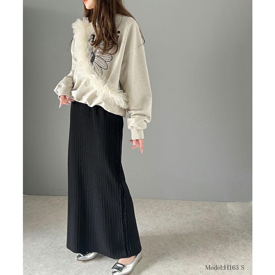 【mily bilet】 ボトムス スカート レディース サイド フリンジ メランジニット SK ウエスト ゴム らくちん 仕様 バッグ スリット 高見え | classicalelf | 06