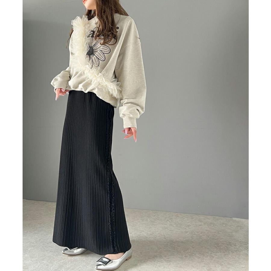 【mily bilet】 ボトムス スカート レディース サイド フリンジ メランジニット SK ウエスト ゴム らくちん 仕様 バッグ スリット 高見え | classicalelf | 08