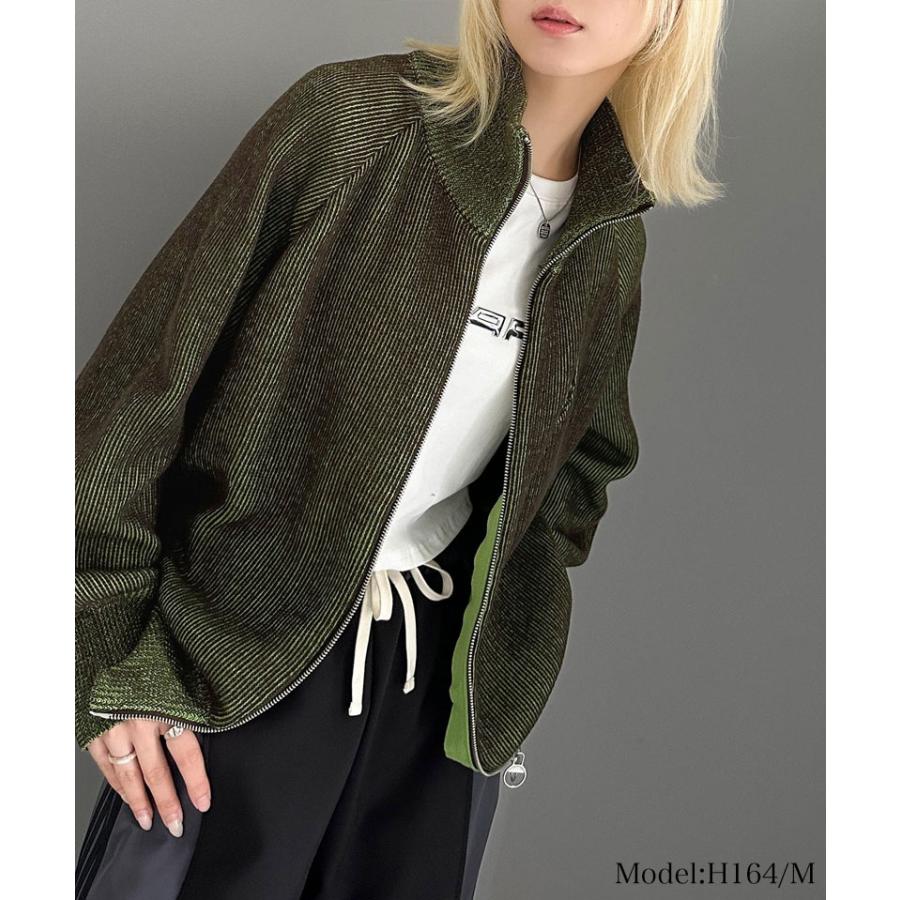 【mily bilet】 トップス ニット レディース カーディガン ダブルジップ ミックスライク 畦編み ワンポイント 胸刺繍 スタンドカラー スタンド衿 | classicalelf | 10