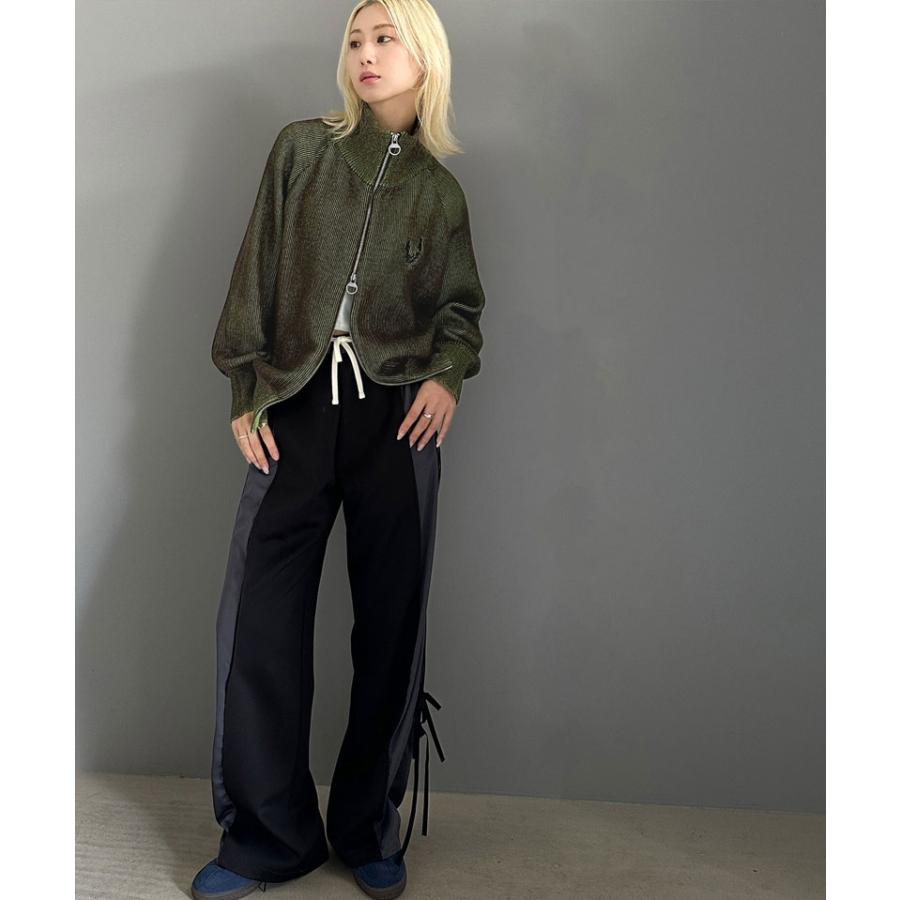 【mily bilet】 トップス ニット レディース カーディガン ダブルジップ ミックスライク 畦編み ワンポイント 胸刺繍 スタンドカラー スタンド衿 | classicalelf | 11