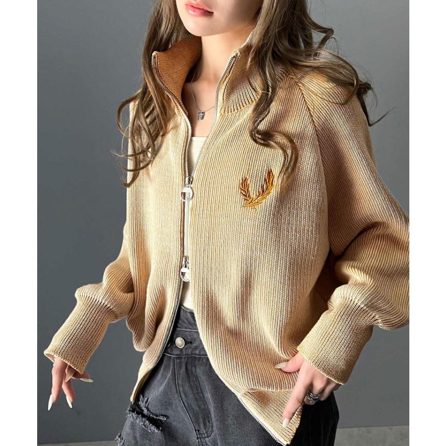 【mily bilet】 トップス ニット レディース カーディガン ダブルジップ ミックスライク 畦編み ワンポイント 胸刺繍 スタンドカラー スタンド衿 | classicalelf | 04