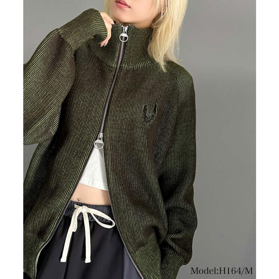 【mily bilet】 トップス ニット レディース カーディガン ダブルジップ ミックスライク 畦編み ワンポイント 胸刺繍 スタンドカラー スタンド衿 | classicalelf | 09