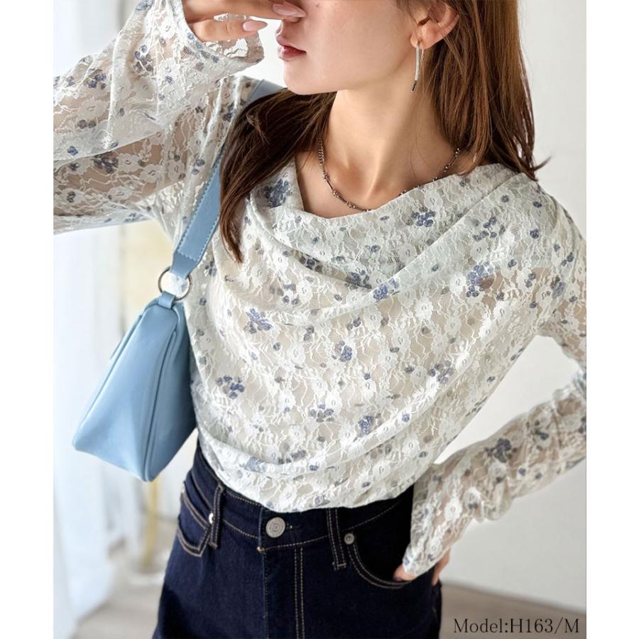 【mily bilet】トップス Tシャツ レディース 花柄 レース フラワープリント たっぷり ドレープ カットソー 長袖 大きいサイズ 秋 冬 2025aw | classicalelf | 10