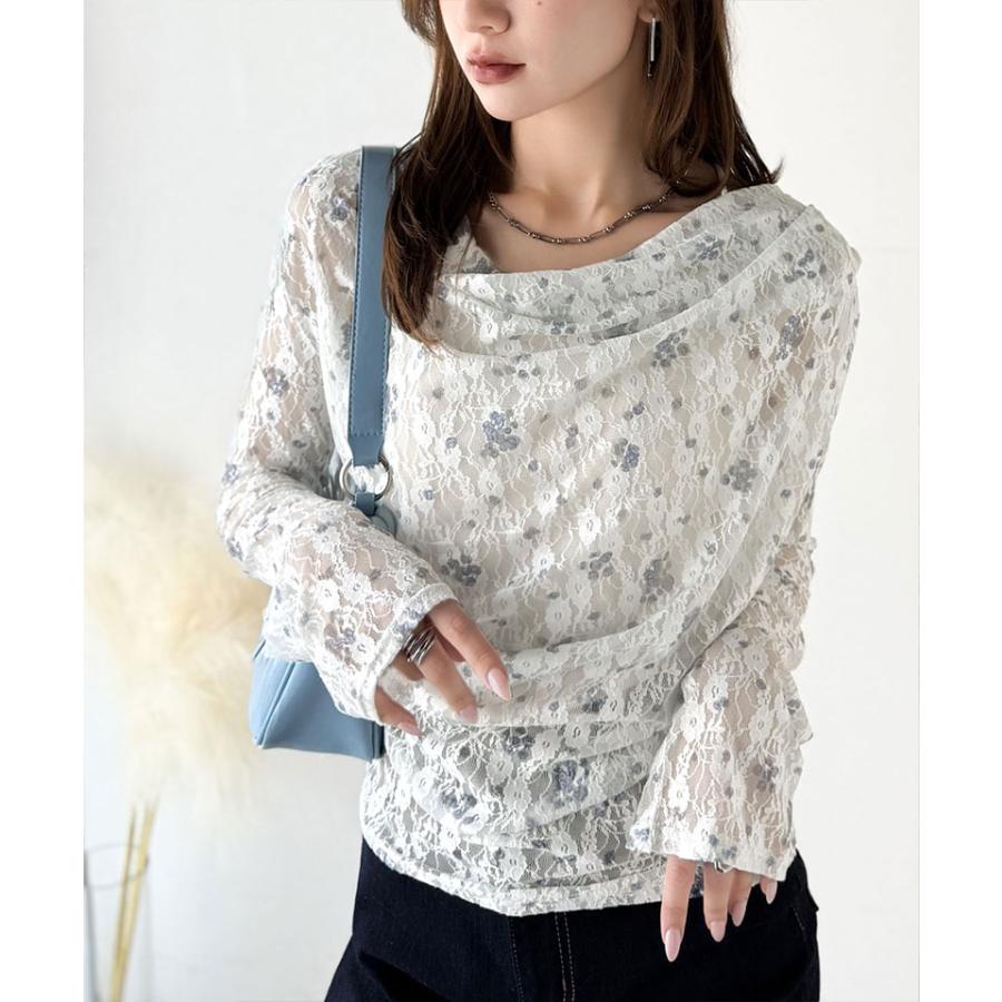【mily bilet】トップス Tシャツ レディース 花柄 レース フラワープリント たっぷり ドレープ カットソー 長袖 大きいサイズ 秋 冬 2025aw | classicalelf | 11