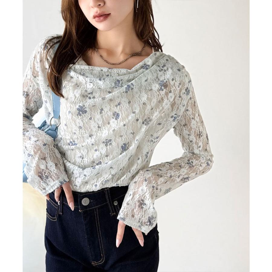 【mily bilet】トップス Tシャツ レディース 花柄 レース フラワープリント たっぷり ドレープ カットソー 長袖 大きいサイズ 秋 冬 2025aw | classicalelf | 12