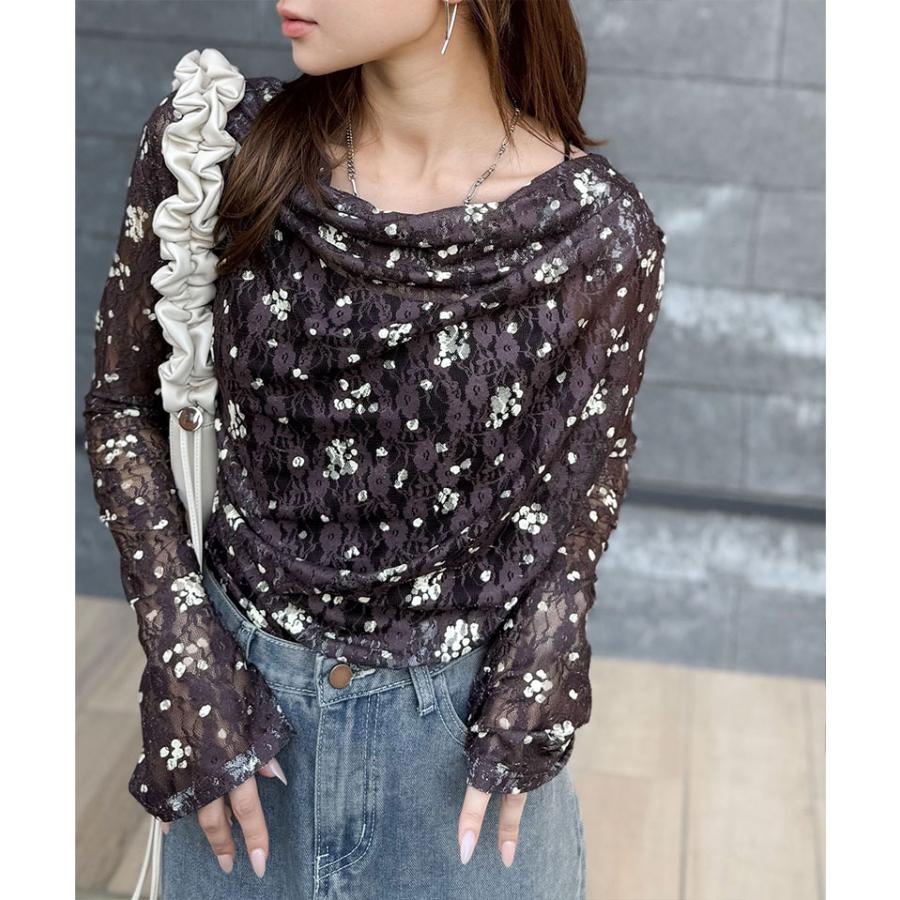 【mily bilet】トップス Tシャツ レディース 花柄 レース フラワープリント たっぷり ドレープ カットソー 長袖 大きいサイズ 秋 冬 2025aw | classicalelf | 14