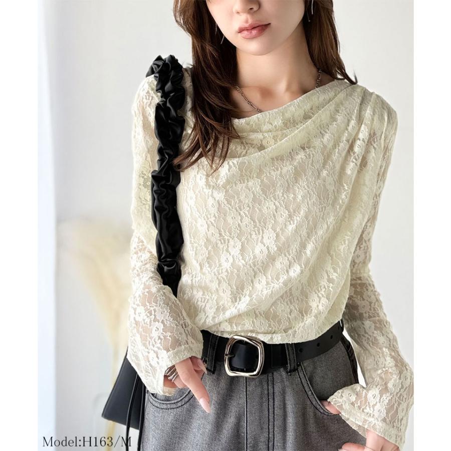 【mily bilet】トップス Tシャツ レディース 花柄 レース フラワープリント たっぷり ドレープ カットソー 長袖 大きいサイズ 秋 冬 2025aw | classicalelf | 02