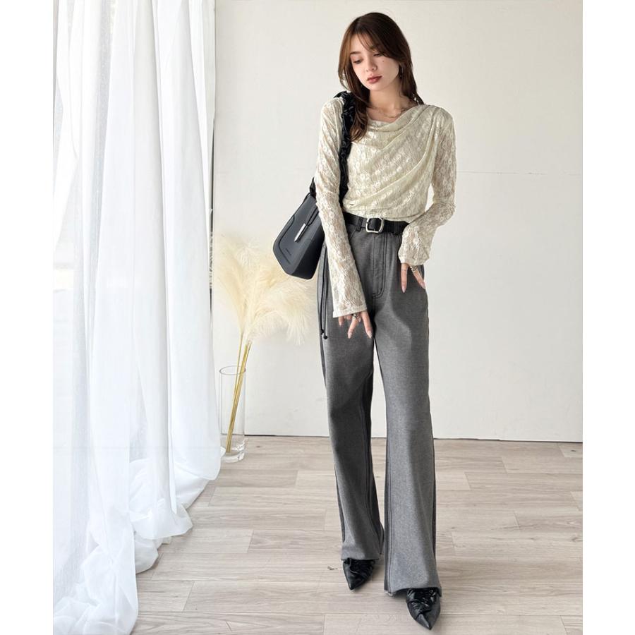 【mily bilet】トップス Tシャツ レディース 花柄 レース フラワープリント たっぷり ドレープ カットソー 長袖 大きいサイズ 秋 冬 2025aw | classicalelf | 04