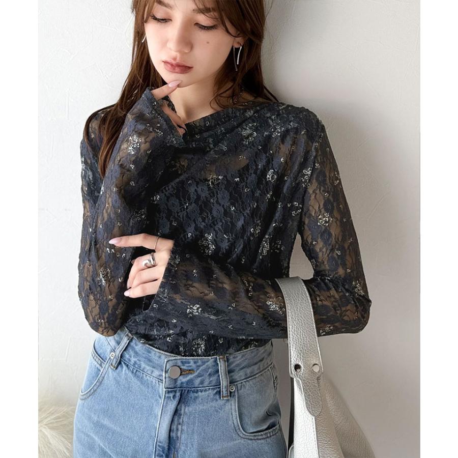 【mily bilet】トップス Tシャツ レディース 花柄 レース フラワープリント たっぷり ドレープ カットソー 長袖 大きいサイズ 秋 冬 2025aw | classicalelf | 08