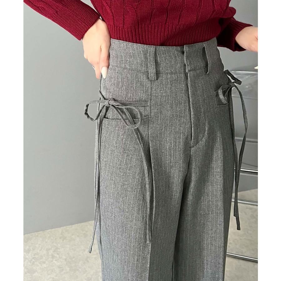 【mily bilet】ボトムス スラックス レディース パンツ ワイドパンツ リボン センタープレス ストレートワイド センターライン きれいめ | classicalelf | 12
