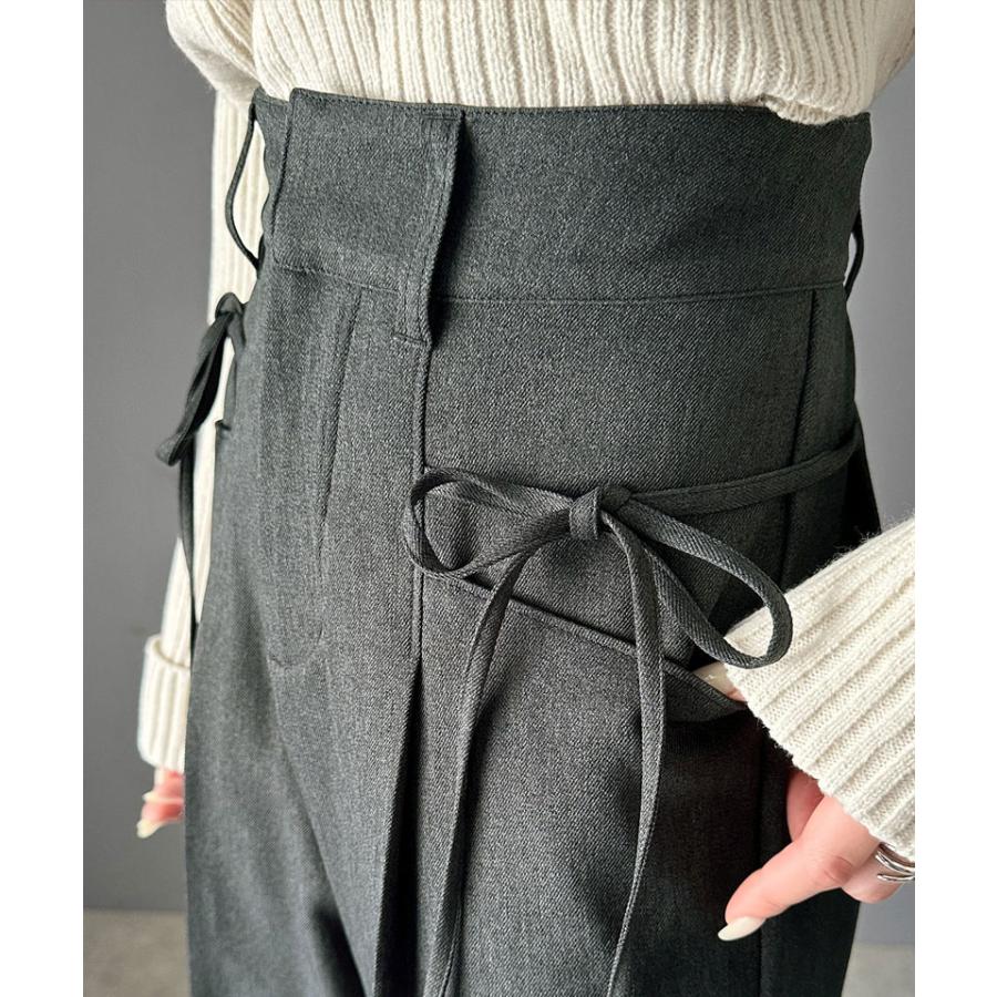 【mily bilet】ボトムス スラックス レディース パンツ ワイドパンツ リボン センタープレス ストレートワイド センターライン きれいめ | classicalelf | 13