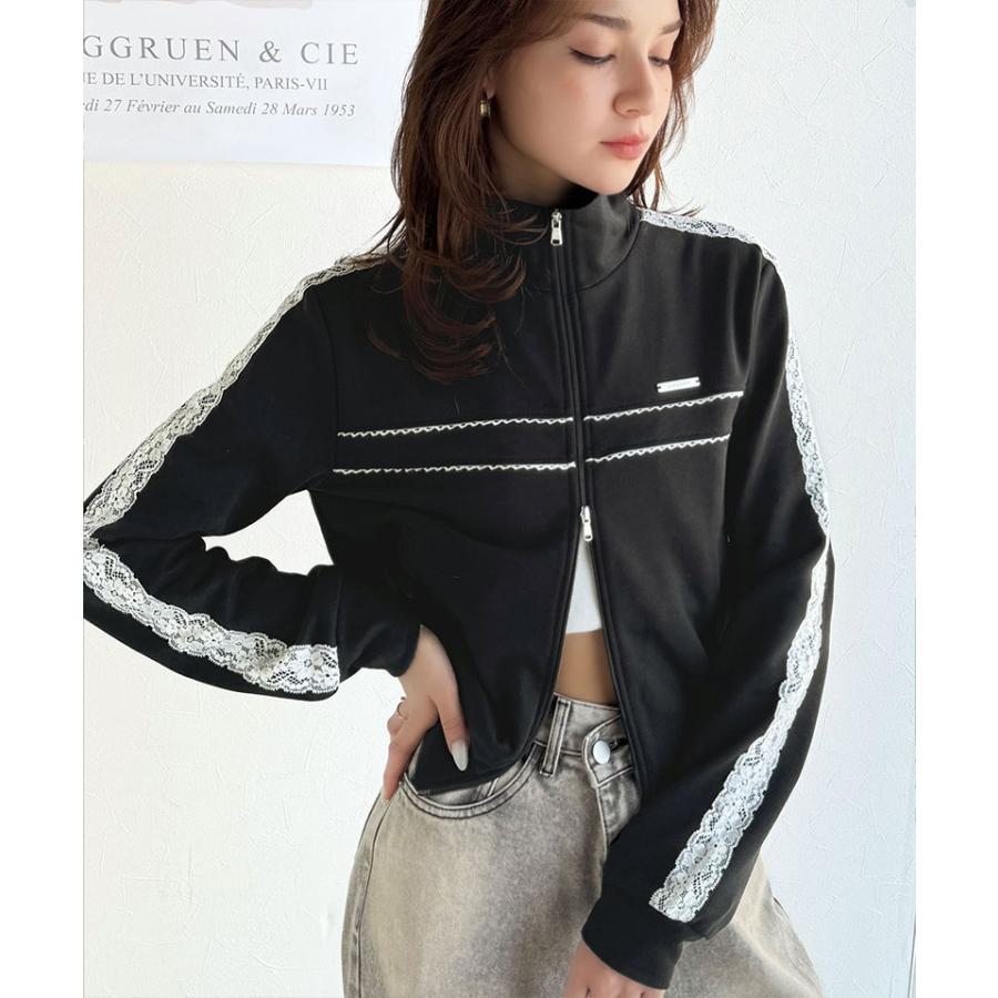 【mily bilet】トップス ジャケット レディース プレート 付き サイド レース ライン ダブル ジップ トラック ブルゾン ショート丈 スポーティ | classicalelf | 10