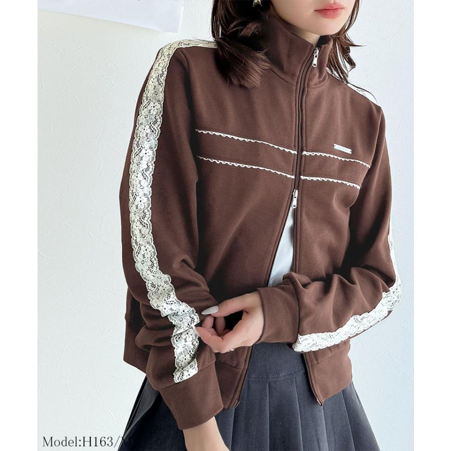 【mily bilet】トップス ジャケット レディース プレート 付き サイド レース ライン ダブル ジップ トラック ブルゾン ショート丈 スポーティ | classicalelf | 13
