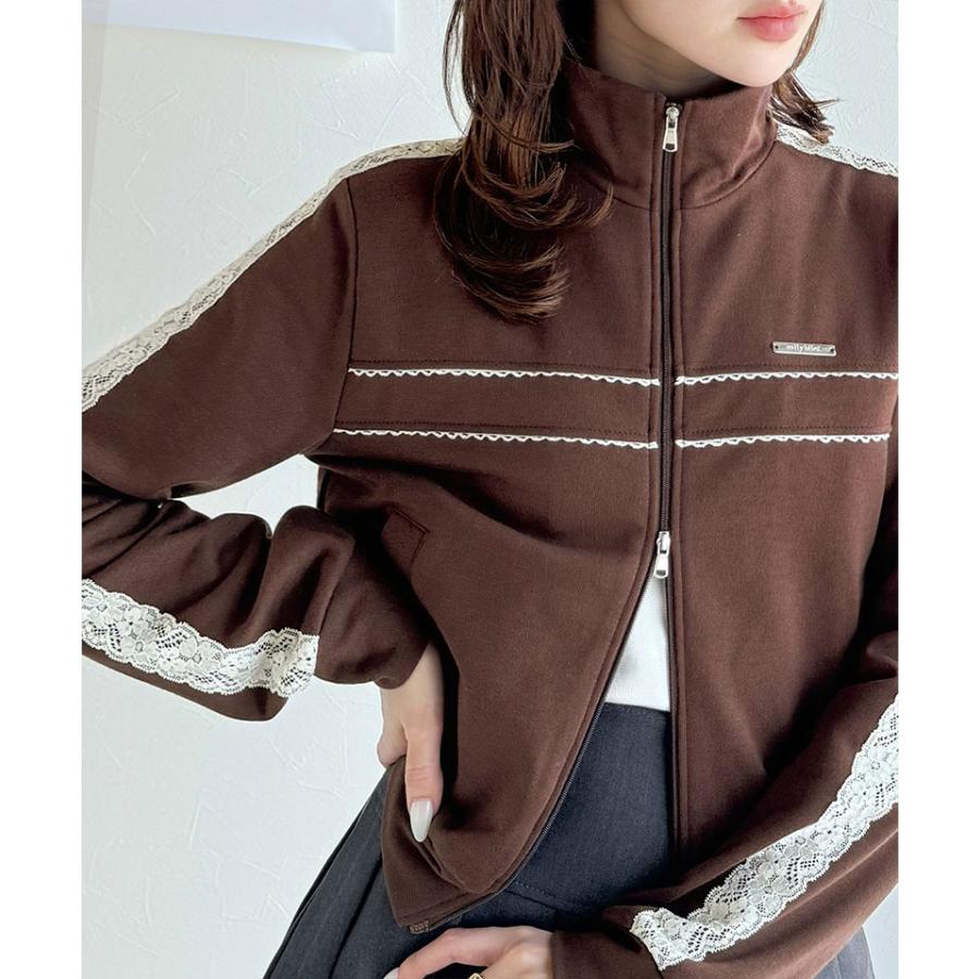 【mily bilet】トップス ジャケット レディース プレート 付き サイド レース ライン ダブル ジップ トラック ブルゾン ショート丈 スポーティ | classicalelf | 14
