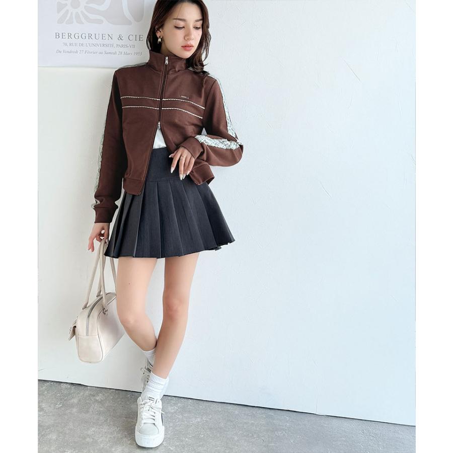 【mily bilet】トップス ジャケット レディース プレート 付き サイド レース ライン ダブル ジップ トラック ブルゾン ショート丈 スポーティ | classicalelf | 15