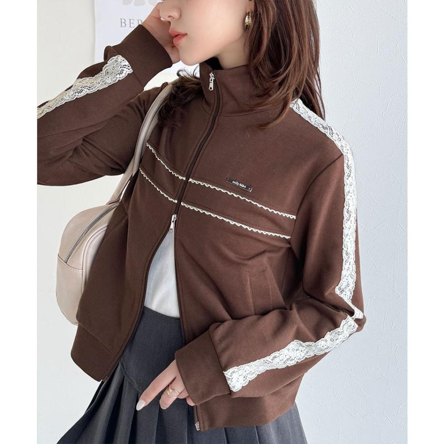 【mily bilet】トップス ジャケット レディース プレート 付き サイド レース ライン ダブル ジップ トラック ブルゾン ショート丈 スポーティ | classicalelf | 16