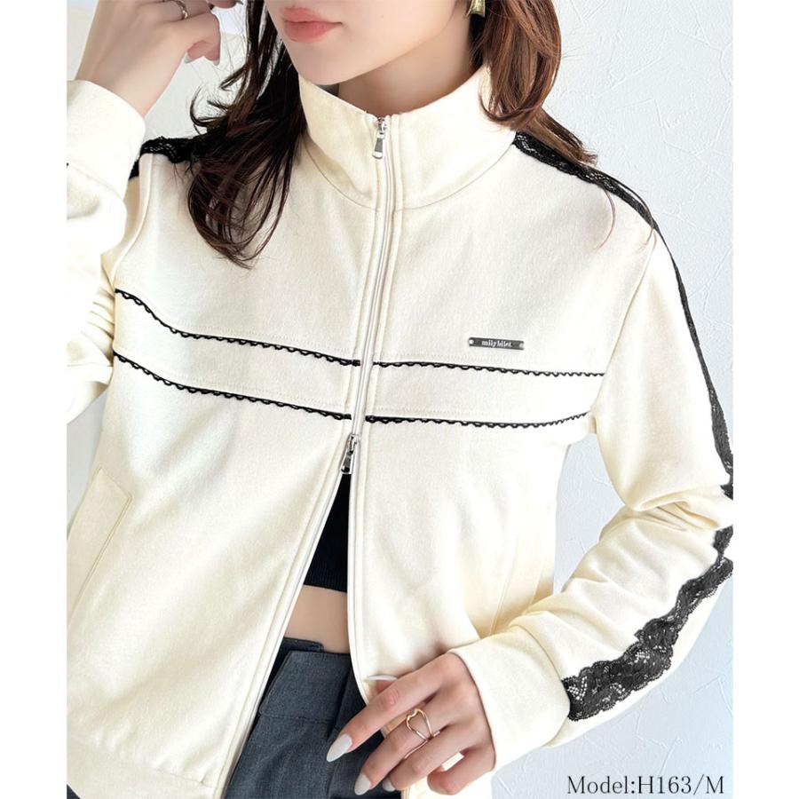 【mily bilet】トップス ジャケット レディース プレート 付き サイド レース ライン ダブル ジップ トラック ブルゾン ショート丈 スポーティ | classicalelf | 03