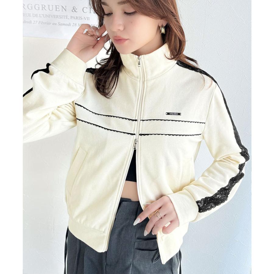 【mily bilet】トップス ジャケット レディース プレート 付き サイド レース ライン ダブル ジップ トラック ブルゾン ショート丈 スポーティ | classicalelf | 04