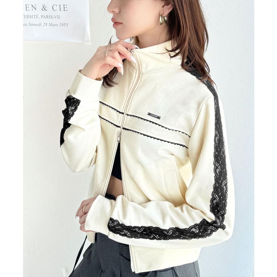 【mily bilet】トップス ジャケット レディース プレート 付き サイド レース ライン ダブル ジップ トラック ブルゾン ショート丈 スポーティ | classicalelf | 05