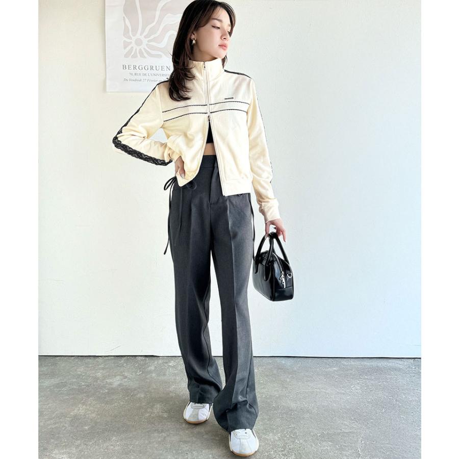 【mily bilet】トップス ジャケット レディース プレート 付き サイド レース ライン ダブル ジップ トラック ブルゾン ショート丈 スポーティ | classicalelf | 06