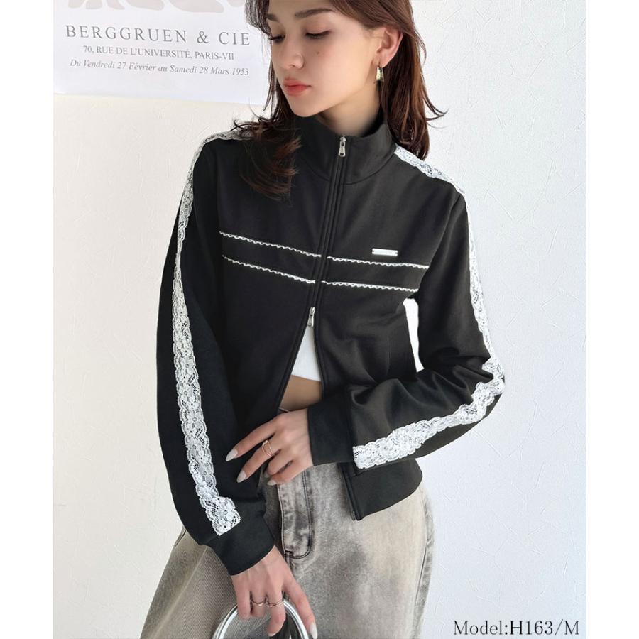 【mily bilet】トップス ジャケット レディース プレート 付き サイド レース ライン ダブル ジップ トラック ブルゾン ショート丈 スポーティ | classicalelf | 08