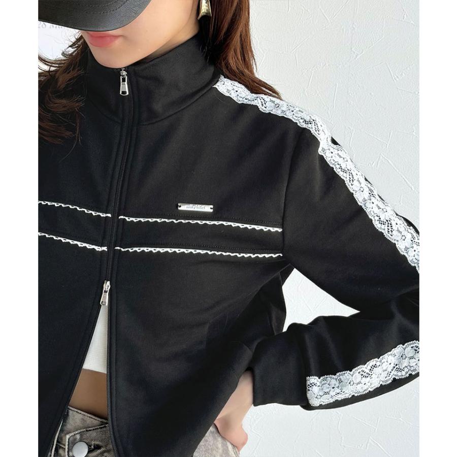 【mily bilet】トップス ジャケット レディース プレート 付き サイド レース ライン ダブル ジップ トラック ブルゾン ショート丈 スポーティ | classicalelf | 09