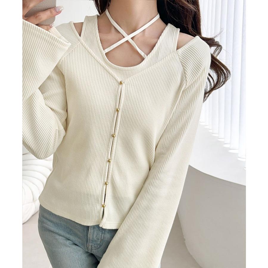 【mily bilet】トップス Tシャツ レディース ゴールド ボタン | classicalelf | 05