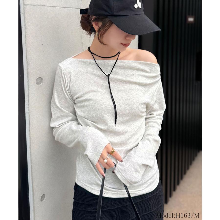 【mily bilet】ドレープ ネックトップス Tシャツ レディース 長袖 アシンメトリー デザイン シェル ボタン 立体感 カットソー ロンT 大きいサイズ | classicalelf | 10