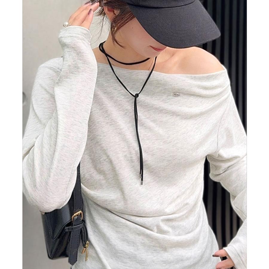 【mily bilet】ドレープ ネックトップス Tシャツ レディース 長袖 アシンメトリー デザイン シェル ボタン 立体感 カットソー ロンT 大きいサイズ | classicalelf | 11