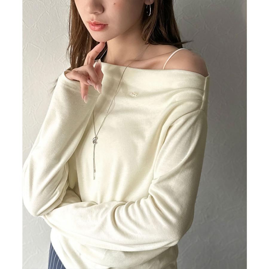 【mily bilet】ドレープ ネックトップス Tシャツ レディース 長袖 アシンメトリー デザイン シェル ボタン 立体感 カットソー ロンT 大きいサイズ | classicalelf | 04