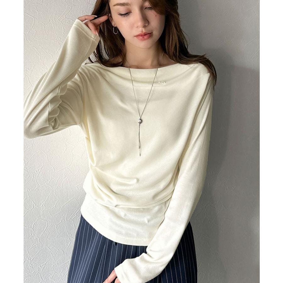 【mily bilet】ドレープ ネックトップス Tシャツ レディース 長袖 アシンメトリー デザイン シェル ボタン 立体感 カットソー ロンT 大きいサイズ | classicalelf | 05
