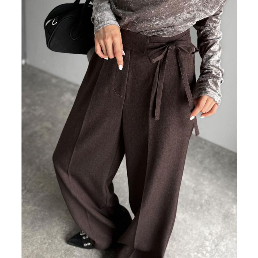 【mily bilet】ボトムス パンツ レディース リボン ワイドスラックス ワイドパンツ キレイ目 ガーリー センターライン ウエストリボン ワイドシルエット | classicalelf | 12