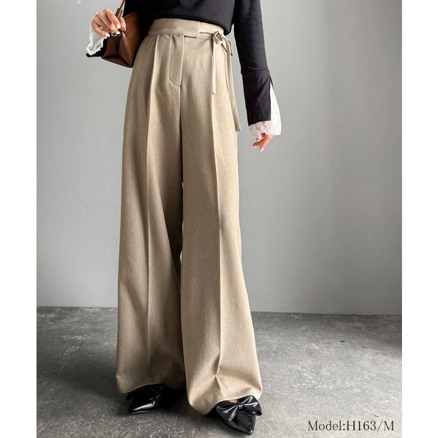 【mily bilet】ボトムス パンツ レディース リボン ワイドスラックス ワイドパンツ キレイ目 ガーリー センターライン ウエストリボン ワイドシルエット | classicalelf | 13