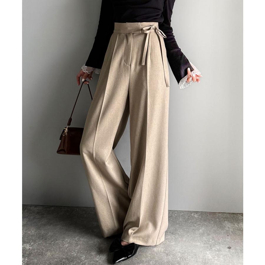 【mily bilet】ボトムス パンツ レディース リボン ワイドスラックス ワイドパンツ キレイ目 ガーリー センターライン ウエストリボン ワイドシルエット | classicalelf | 15