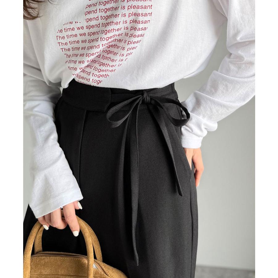 【mily bilet】ボトムス パンツ レディース リボン ワイドスラックス ワイドパンツ キレイ目 ガーリー センターライン ウエストリボン ワイドシルエット | classicalelf | 03