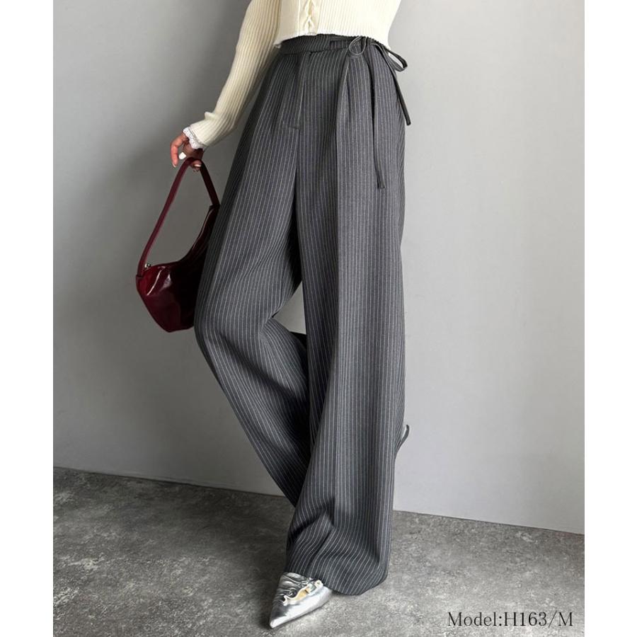 【mily bilet】ボトムス パンツ レディース リボン ワイドスラックス ワイドパンツ キレイ目 ガーリー センターライン ウエストリボン ワイドシルエット | classicalelf | 06