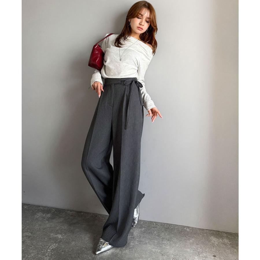 【mily bilet】ボトムス パンツ レディース リボン ワイドスラックス ワイドパンツ キレイ目 ガーリー センターライン ウエストリボン ワイドシルエット | classicalelf | 08