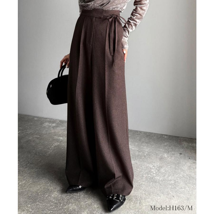 【mily bilet】ボトムス パンツ レディース リボン ワイドスラックス ワイドパンツ キレイ目 ガーリー センターライン ウエストリボン ワイドシルエット | classicalelf | 09