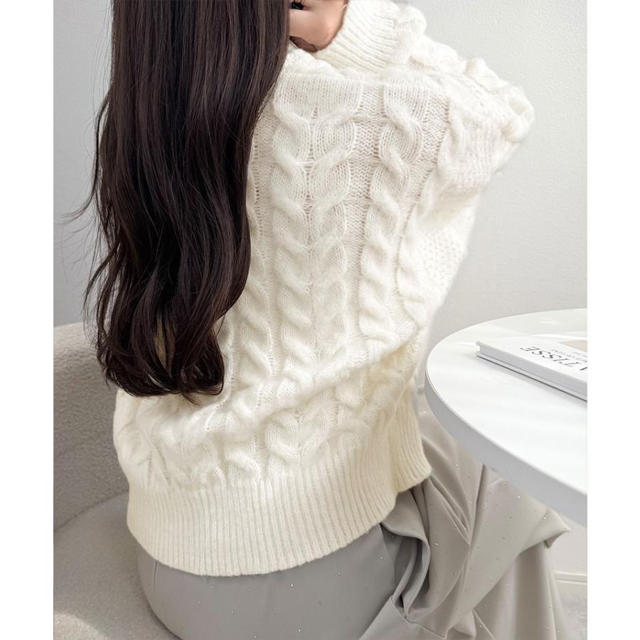 【mily bilet】 トップス カーディガン レディース エンブレム ゴールド ボタン ケーブル シャギー ニットカーデ 長袖 大きいサイズ 秋 冬 2025aw | classicalelf | 06