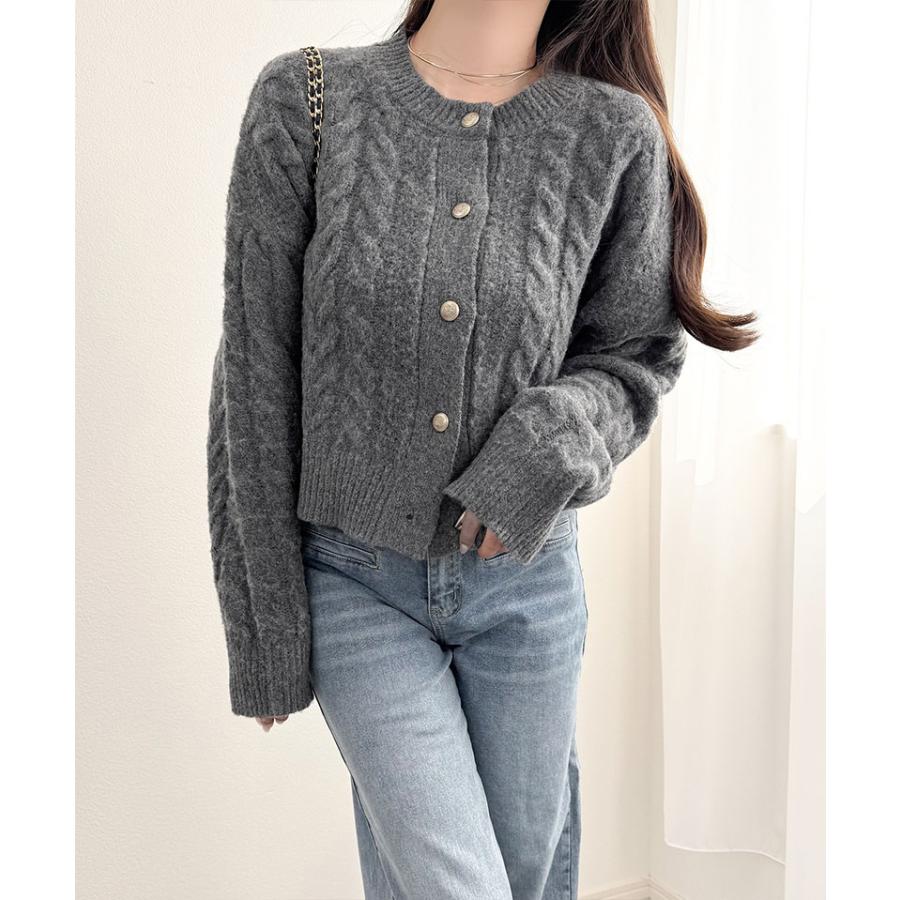 【mily bilet】 トップス カーディガン レディース エンブレム ゴールド ボタン ケーブル シャギー ニットカーデ 長袖 大きいサイズ 秋 冬 2025aw | classicalelf | 09