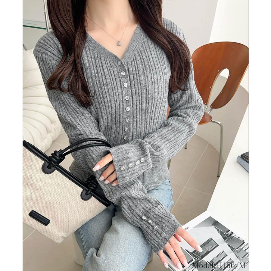 【mily bilet】トップス カーディガン レディース 多 ボタン 使い ランダム リブニット カーデ 着回し 羽織り ロングシーズン 長袖 大きいサイズ 秋 冬 | classicalelf | 10