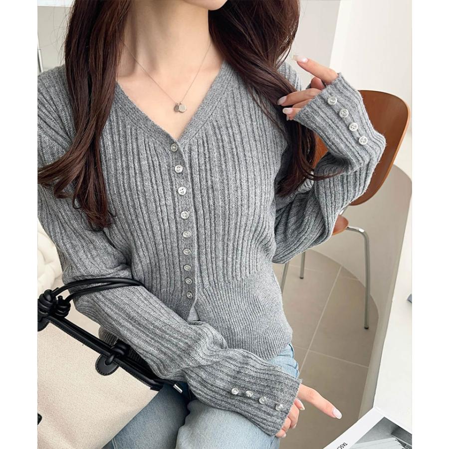 【mily bilet】トップス カーディガン レディース 多 ボタン 使い ランダム リブニット カーデ 着回し 羽織り ロングシーズン 長袖 大きいサイズ 秋 冬 | classicalelf | 12