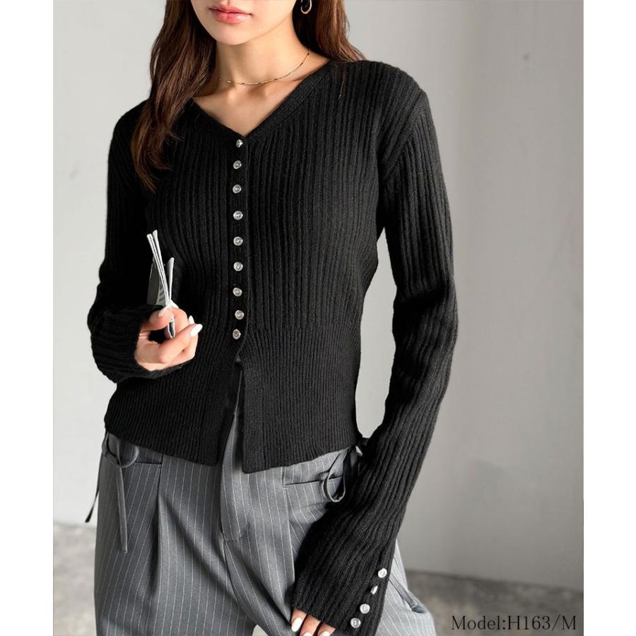 【mily bilet】トップス カーディガン レディース 多 ボタン 使い ランダム リブニット カーデ 着回し 羽織り ロングシーズン 長袖 大きいサイズ 秋 冬 | classicalelf | 06