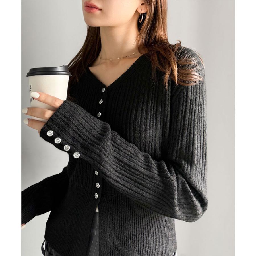 【mily bilet】トップス カーディガン レディース 多 ボタン 使い ランダム リブニット カーデ 着回し 羽織り ロングシーズン 長袖 大きいサイズ 秋 冬 | classicalelf | 08