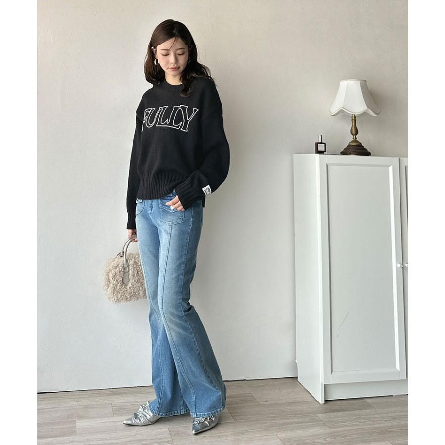 【mily bilet】トップス ニット レディース ハンドステッチ 風 ロゴ レース ネーム 裾スリット 長袖 着回し ゆるっと オーバーサイズ 大きいサイズ 秋 冬 | classicalelf | 10