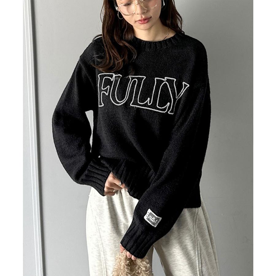【mily bilet】トップス ニット レディース ハンドステッチ 風 ロゴ レース ネーム 裾スリット 長袖 着回し ゆるっと オーバーサイズ 大きいサイズ 秋 冬 | classicalelf | 11