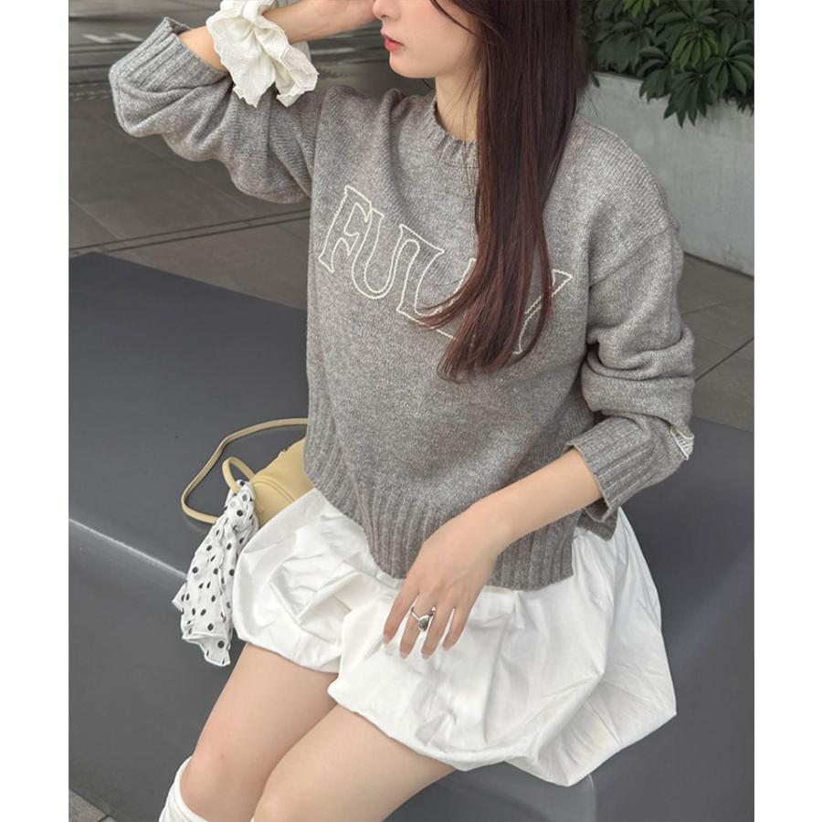 【mily bilet】トップス ニット レディース ハンドステッチ 風 ロゴ レース ネーム 裾スリット 長袖 着回し ゆるっと オーバーサイズ 大きいサイズ 秋 冬 | classicalelf | 14