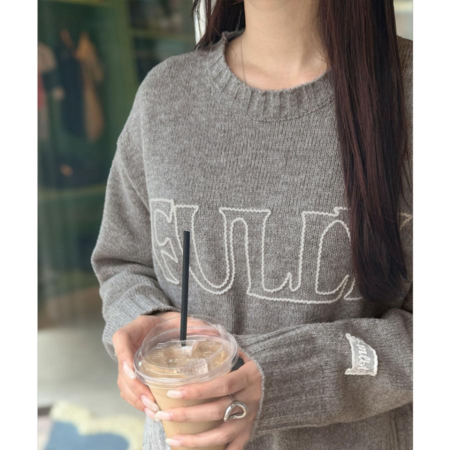 【mily bilet】トップス ニット レディース ハンドステッチ 風 ロゴ レース ネーム 裾スリット 長袖 着回し ゆるっと オーバーサイズ 大きいサイズ 秋 冬 | classicalelf | 15