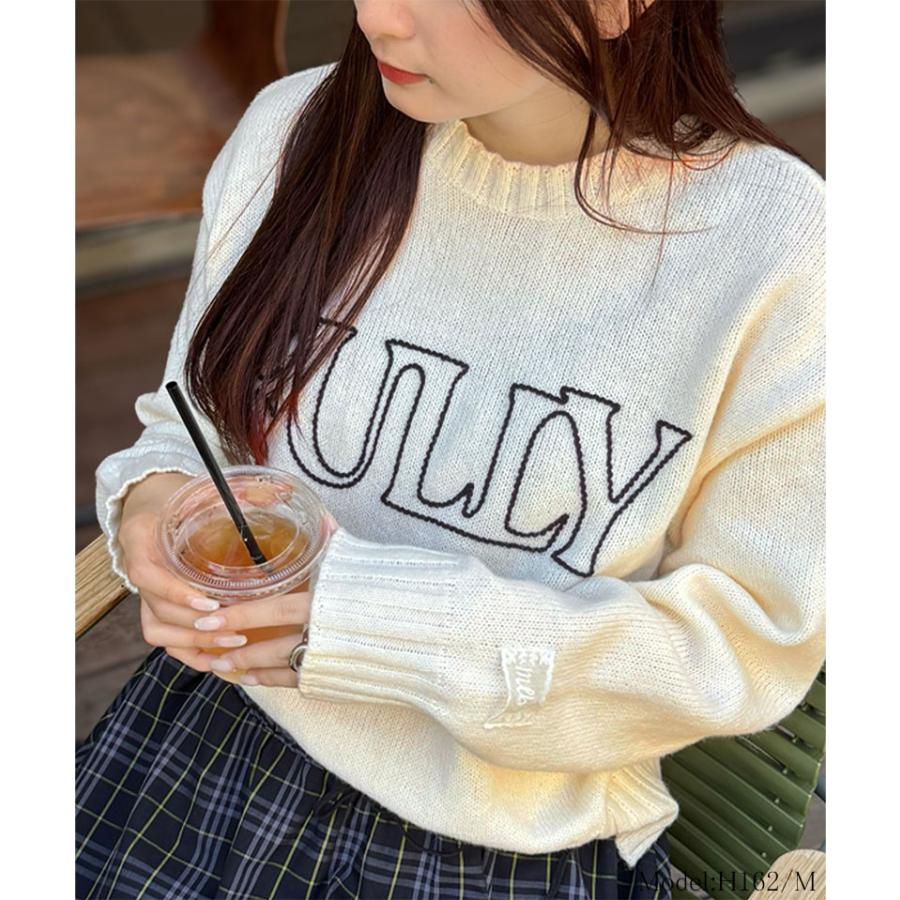 【mily bilet】トップス ニット レディース ハンドステッチ 風 ロゴ レース ネーム 裾スリット 長袖 着回し ゆるっと オーバーサイズ 大きいサイズ 秋 冬 | classicalelf | 02