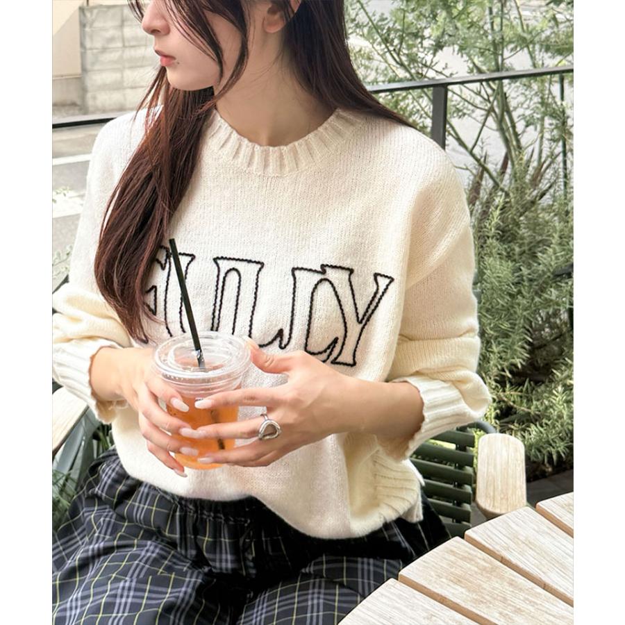 【mily bilet】トップス ニット レディース ハンドステッチ 風 ロゴ レース ネーム 裾スリット 長袖 着回し ゆるっと オーバーサイズ 大きいサイズ 秋 冬 | classicalelf | 03